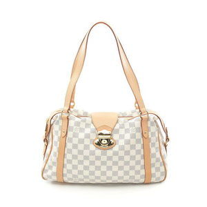 Louis Vuitton Stresa Shoulder Bag Leather Damier Azur White